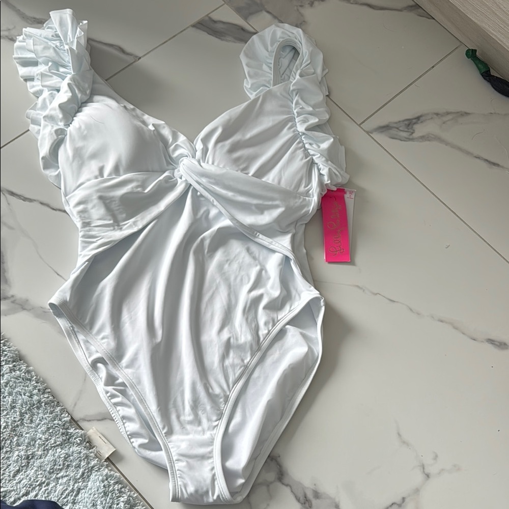 White Ruffled Swimsuit